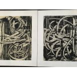 GEORGE HOLT (1924-2005). Two unframed, signed verso, mixed media on board, both dated 2001, abstract
