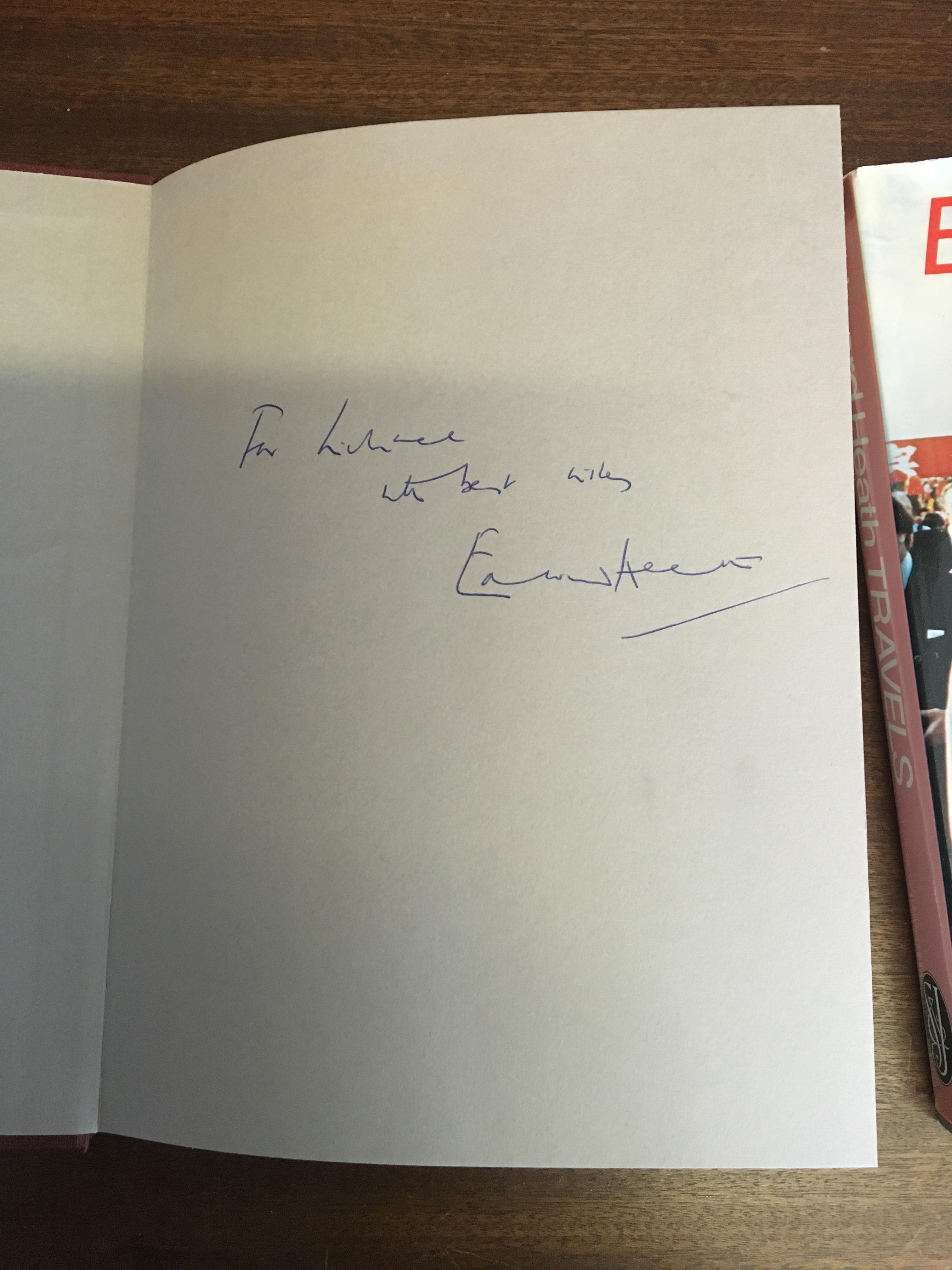 Signed editions of Edward Heath, ‘Music: A Joy for Life’, 1976, and ‘Travels: People and Places in - Image 3 of 3