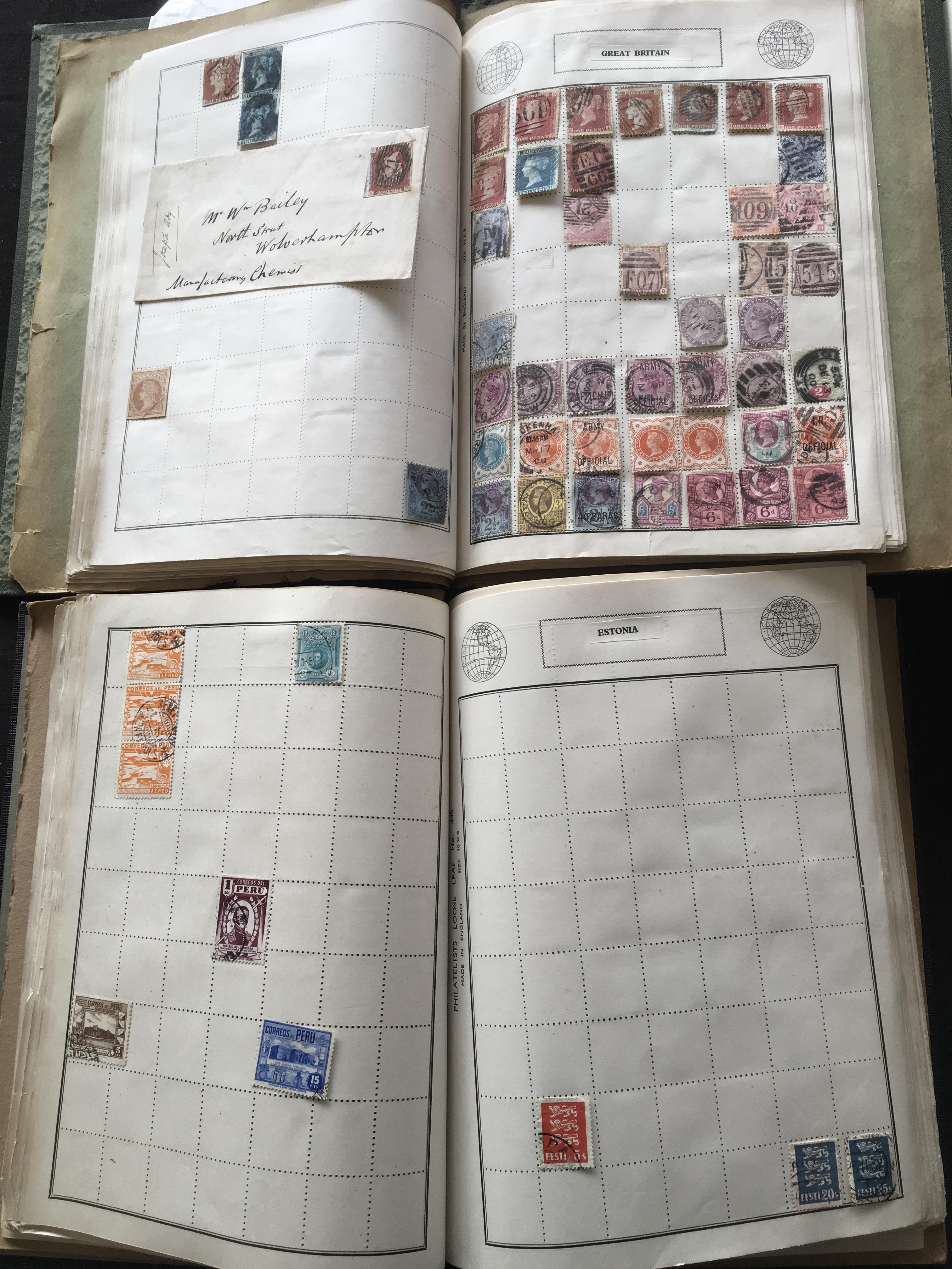 Three part album stamp collection including Great Britain and world stamps. IMPORTANT: Online