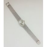 A 9ct white gold ladies Bueche-Girod wrist watch, the silver-tone dial having hourly baton