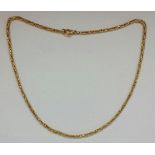An 18ct yellow gold byzantine chain, hallmarked Birmingham import 1993, length approx. 45cm,
