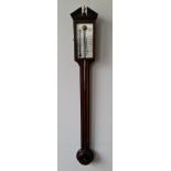 An O. Committi and Son London mercury filled mahogany inlaid stick barometer, height 98cm.