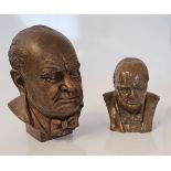 Two Winston Churchill bronze effect busts, one Royal Mint limited edition, one Marcus Replicas.