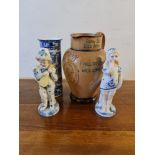 A Doulton Lambeth salt glazed jug depicting Benjamin Disraeli Earl of Beaconsfield, together with