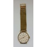 A gents Vertex wrist watch, the cream dial having hourly alternating Arabic numbers and arrow