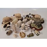 A collection of various sheep figurines, including Beswick, Border Fine Arts, Aynsley Mastercraft,