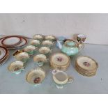 Royal Albert green and floral design tea service, together with Royal Worcester Regency plates and