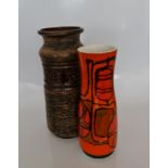 A large Poole pottery orange abstract design 85 vase, 40cm, floral design vase, dish, lamp base