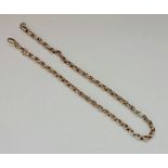 A belcher link watch chain, with lobster clasp, unmarked, length approx. 34cm, weight approx. 14.8g.