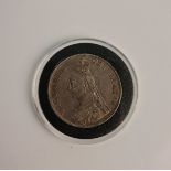 Queen Victoria Double Florin 1888 with Certificate of Authenticity. IMPORTANT: Online viewing and