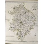 Three framed maps depicting Staffordshire, 47cm x 38cm, Warwickshire, 60cm x 52cm and