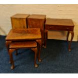 A selection of various furniture to include a walnut single drawer side table, pair of bedside