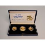 A 1988 United Kingdom Gold Proof Set of three coins in box, N0. 07968 IMPORTANT: Online viewing