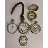 A NERO LEMANIA pocket stop watch, engraved 'Midland Nerve Hospital' on back, a pocket watch style