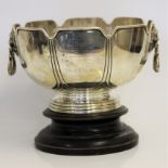 SIR NIGEL GRESLEY (1876-1941). A 1903 silver two lion head handled presentation bowl