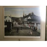 TOM DODSON. Four framed prints, three signed, railway crossing, men playing boules, man and child