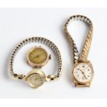 A Zentra wristwatch, case stamped 0,585, on expanding bracelet strap, a Paros wrist watch, case