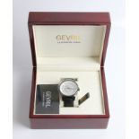 *A gents GEVRIL LA CHAUX DE FONDS wristwatch on leather strap in box. IMPORTANT: Online viewing