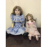 Two bisque reproduction antique dolls made by Betty Owens (1925-2012) Solihull, one with bisque