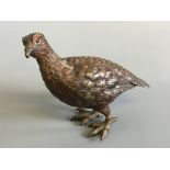 A cold painted bronze grouse, after Franz Bergman, 9cm x 9cm, damage to legs and feet.