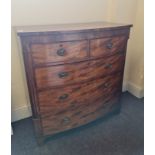 A mahogany Victorian three long and two short bow front chest, 110cm x 170.5cm x 56cm. IMPORTANT: