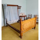 A Victorian mahogany half tester four foot bed frame. IMPORTANT: Online viewing and bidding only.