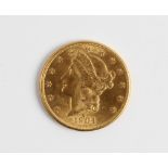 A gold 1904 twenty dollar coin, approx. weight 33.5g. IMPORTANT: Online viewing and bidding only. No