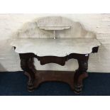 White marble top Victorian wash stand with mahogany base. IMPORTANT: Online viewing and bidding