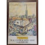 A W.H Smith & Son shop Salisbury poster, printed by Ernest J.Day &Co LTD. IMPORTANT: Online