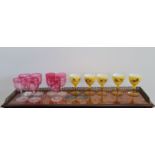 A selection of various Victorian glasses to include seven Thomas Webb & Sons by William Fritsche,