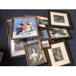 Approx. 19 various pictures, some framed, including engravings, photographs, paintings, etc, with