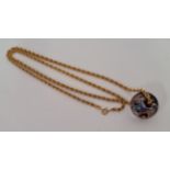 A hallmarked 9ct yellow gold rope chain, with attached glass bead pendant, chain weight approx.