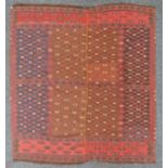 A two part Kilim rug, approx. 188cm x 220cm. IMPORTANT: Online viewing and bidding only.
