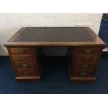 A late 19th century mahogany twin pedestal office desk. IMPORTANT: Online viewing and bidding