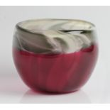 A Stuart Fletcher glass bowl, pink with grey and white rim, approx. diameter 14.5cm. IMPORTANT: