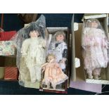 A selection of seventeen various porcelain dolls, in various sizes and designs, including Leonardo