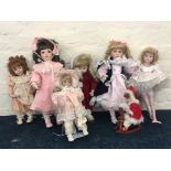 Seven Ashton-Drake Galleries and other porcelain dolls, including Deirdre, Peaches and Cream, Naomi,