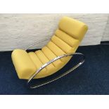 Kadima Design recliner armchair with yellow upholstery. IMPORTANT: Online viewing and bidding