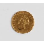 An 1855 one dollar coin, approx. weight 1.6g. IMPORTANT: Online viewing and bidding only. No in