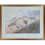 JOHN BIRNEY. Framed, signed and titled ‘The Pikes of Langdale from Lingmoor’, watercolour on