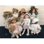 Seven Ashton-Drake Galleries and other porcelain dolls, including Cecelia, My Little Ballerina,