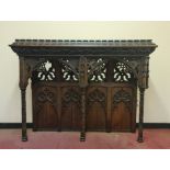 A Gothic carved oak church alter canopy, believed to have come from Sheffield cathedral, featuring