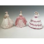 Three Coalport figures, Sweet Charity, Rose and Carnation. IMPORTANT: Online viewing and bidding