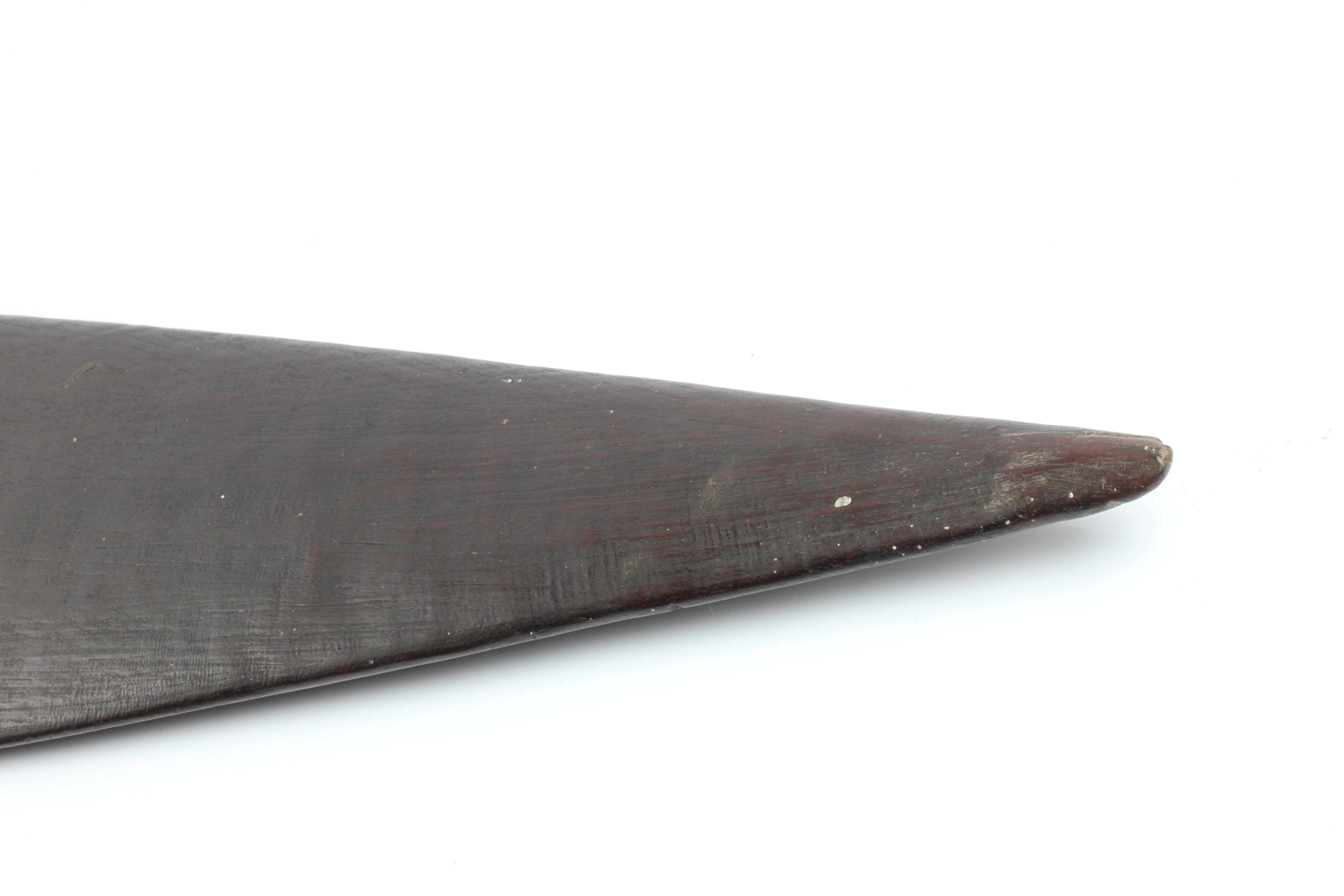 A 19th century Maori war canon steering paddle hoe, with two carved bands on handle shaft and carved - Image 24 of 25