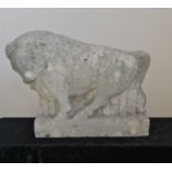 ROY SMITH (R.W.A. Wedgwood sculptor). Art Deco style concrete sculpture depicting Taurus,