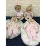 Four Ashton-Drake Galleries porcelain headed dolls, Yolandas Heaven Scent Babies Meagan Rose (x2),