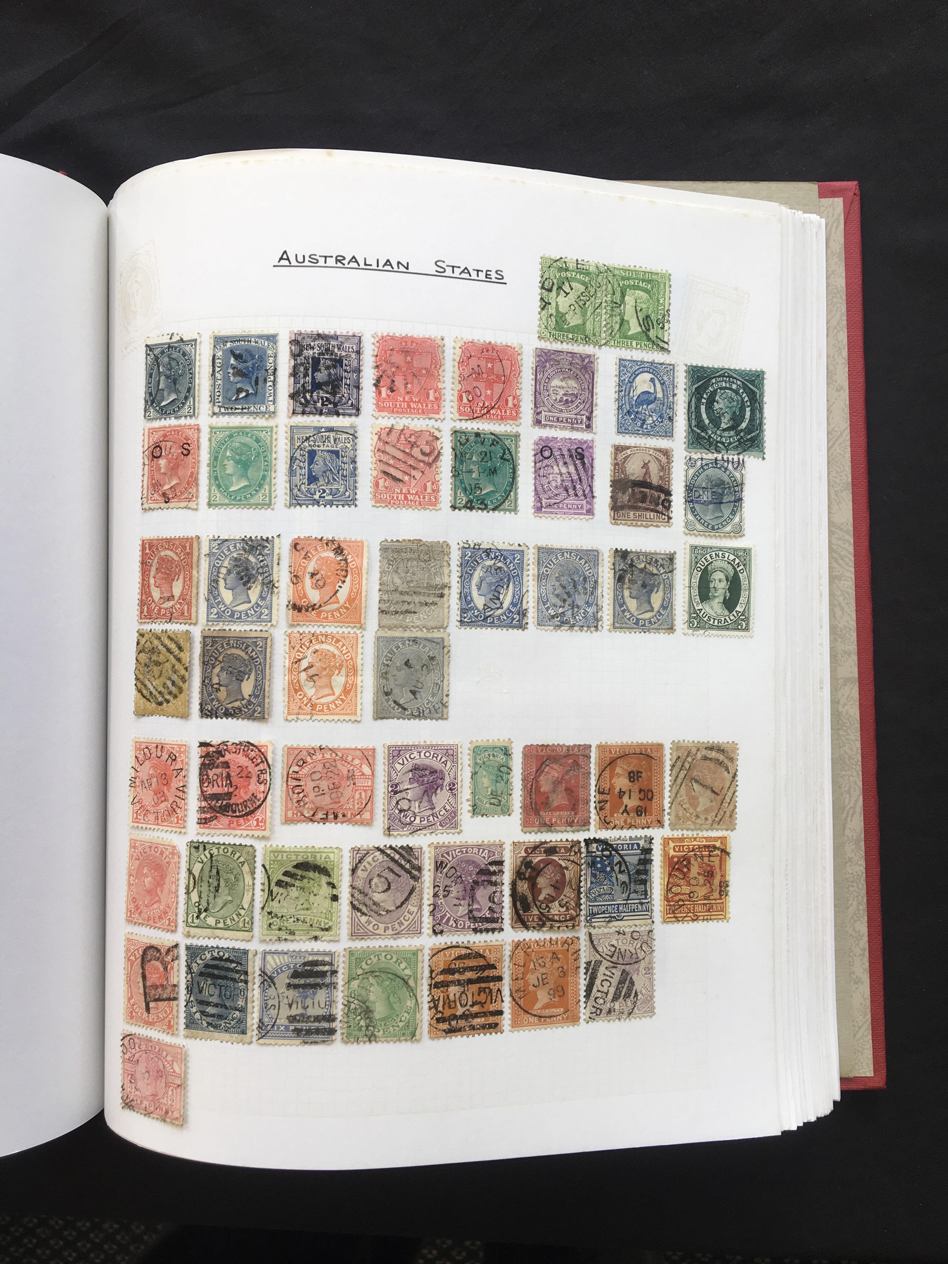 A six volume collection in loose leaf albums of used Commonwealth stamps, reigns represented.