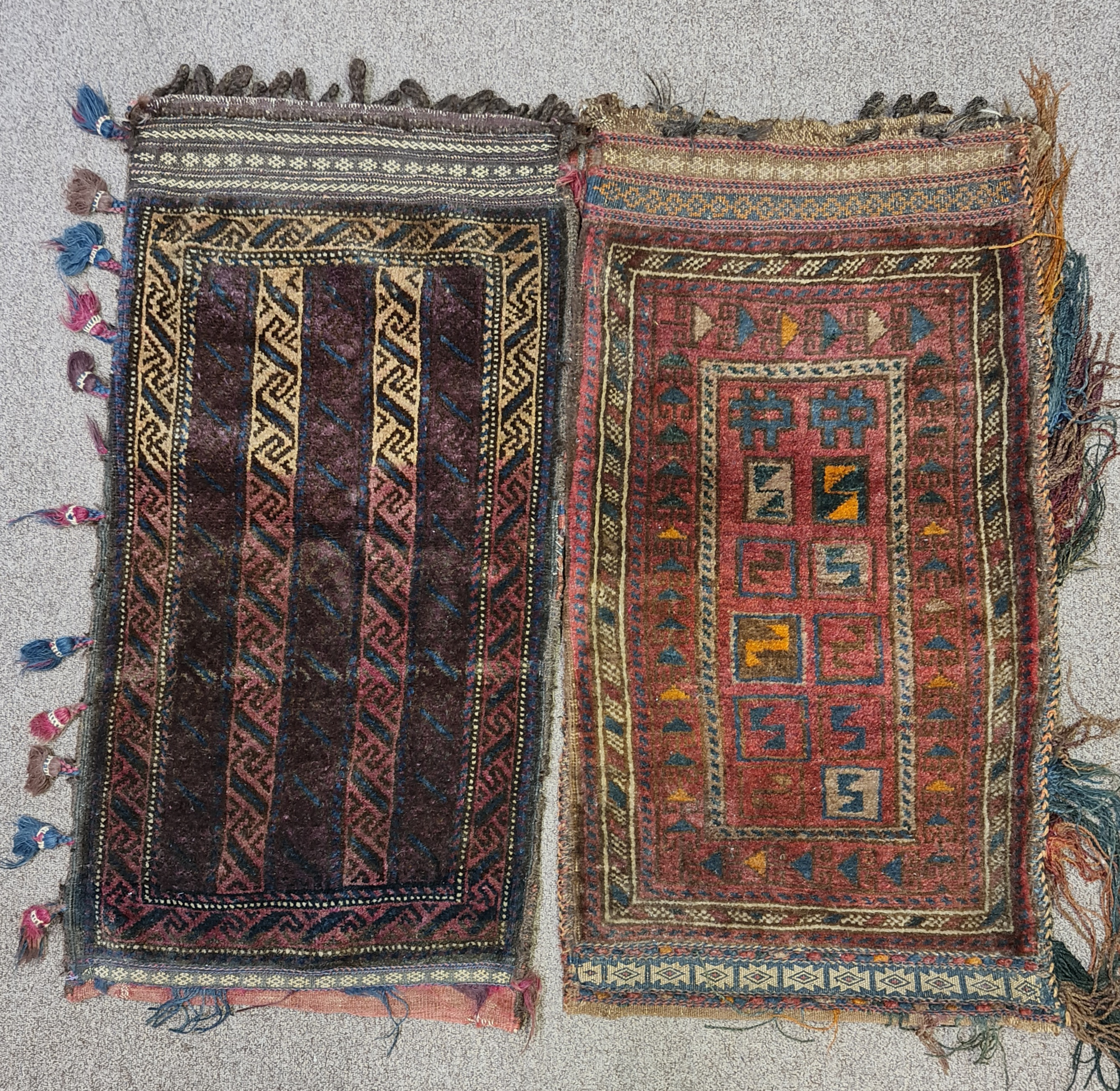 Two Afghan camel bags. IMPORTANT: Online viewing and bidding only. No in person collections, an