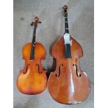 Two cellos, no strings, one in case. IMPORTANT: Online viewing and bidding only. Collection by