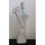 ROY SMITH (R.W.A. Wedgwood sculptor). Art Deco style concrete sculpture depicting Pan, inscribed